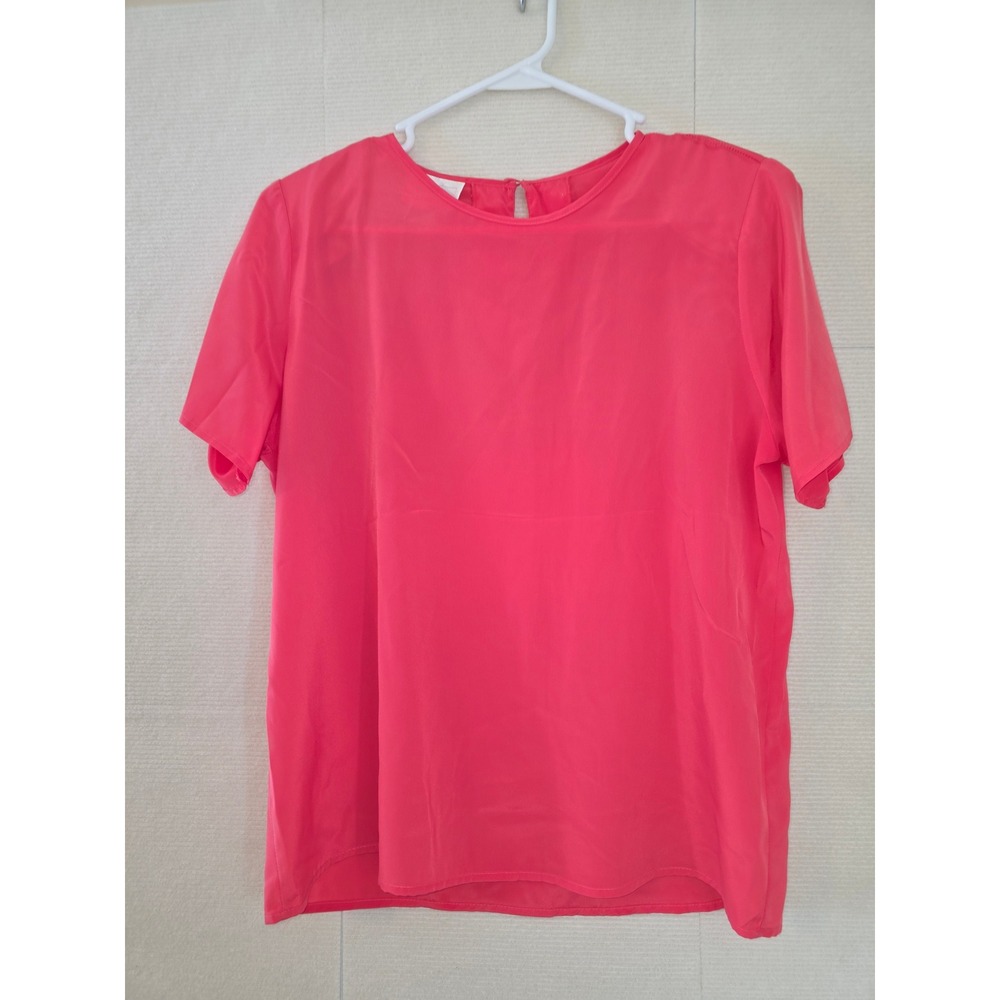 Bobbie Brooks Womens Coral Pink Short Sleeve Blouse Keyhole Back Top Size S
